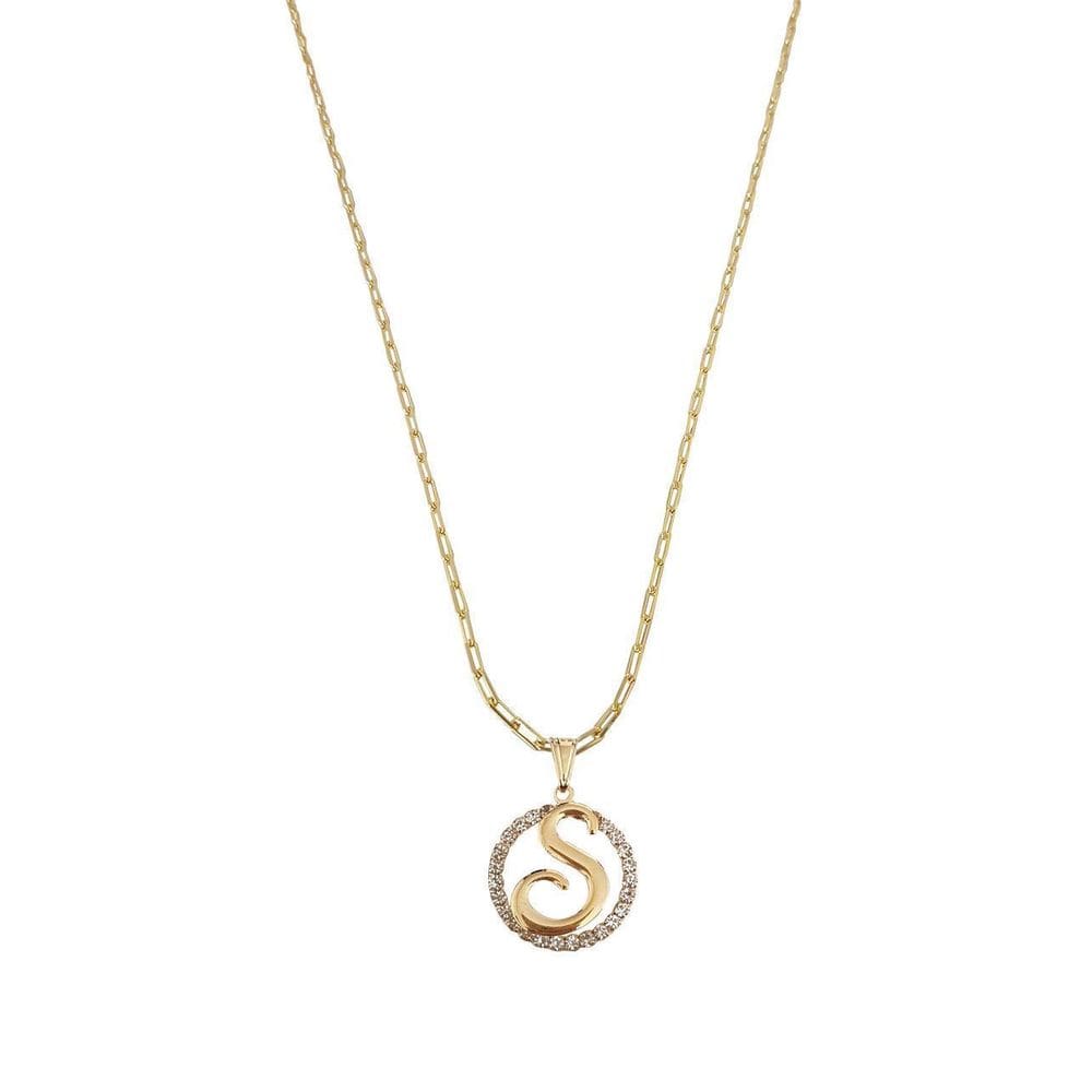 Colar Corrente 50 Cm Feminina Pingente Letra S Banhado Ouro