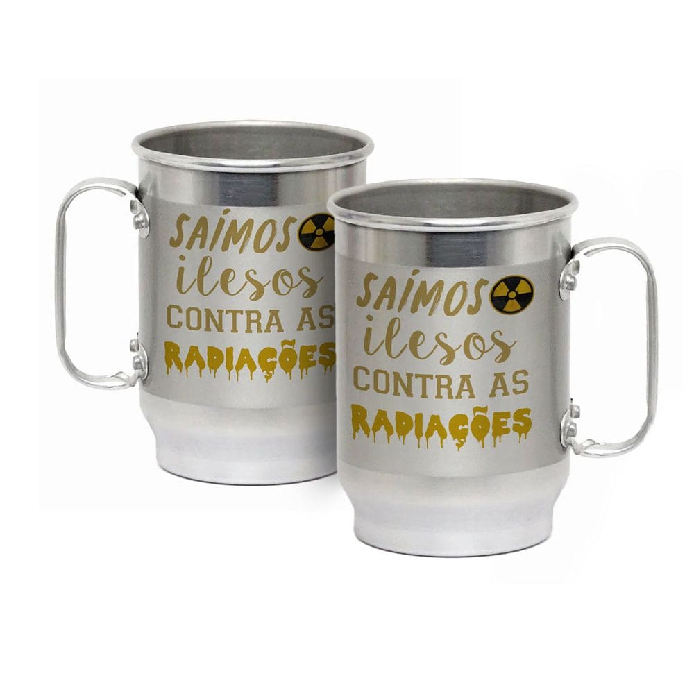 Caneca Alumínio c/ Faixa Fosca 600ML Saímos Ilesos