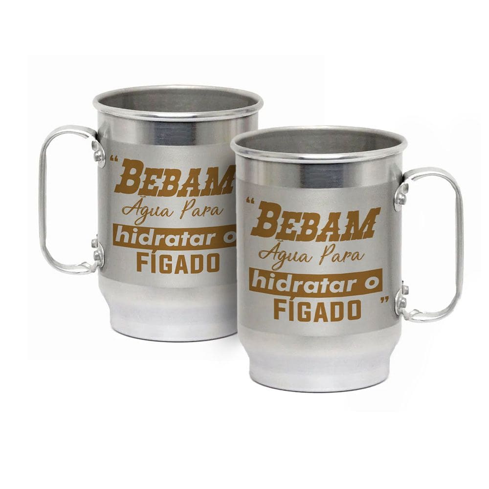 Caneca Alumínio c/ Faixa Fosca 600ML Hidratar o Fígado