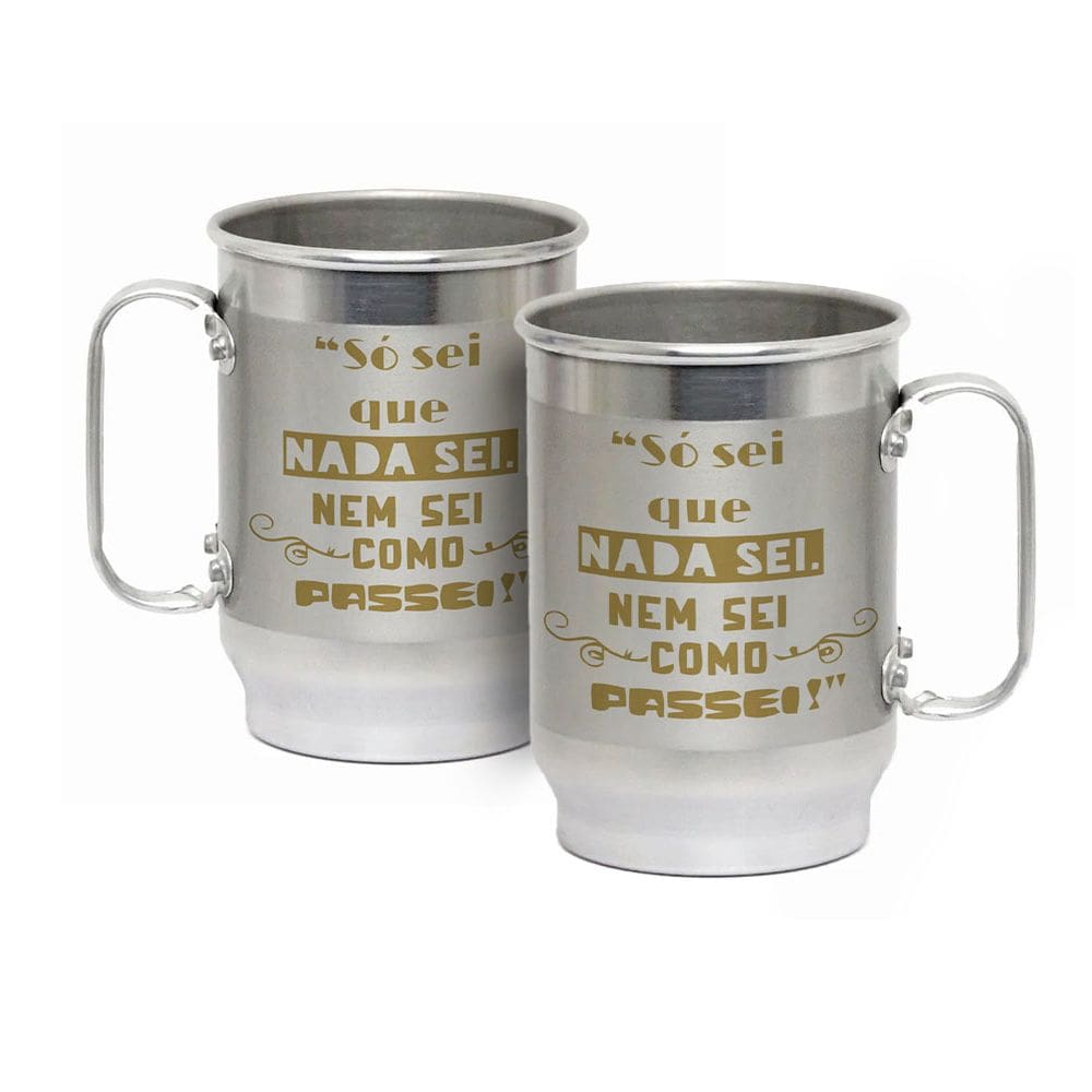 Caneca Alumínio c/ Faixa Fosca 600ML Só Sei Que Nada Sei