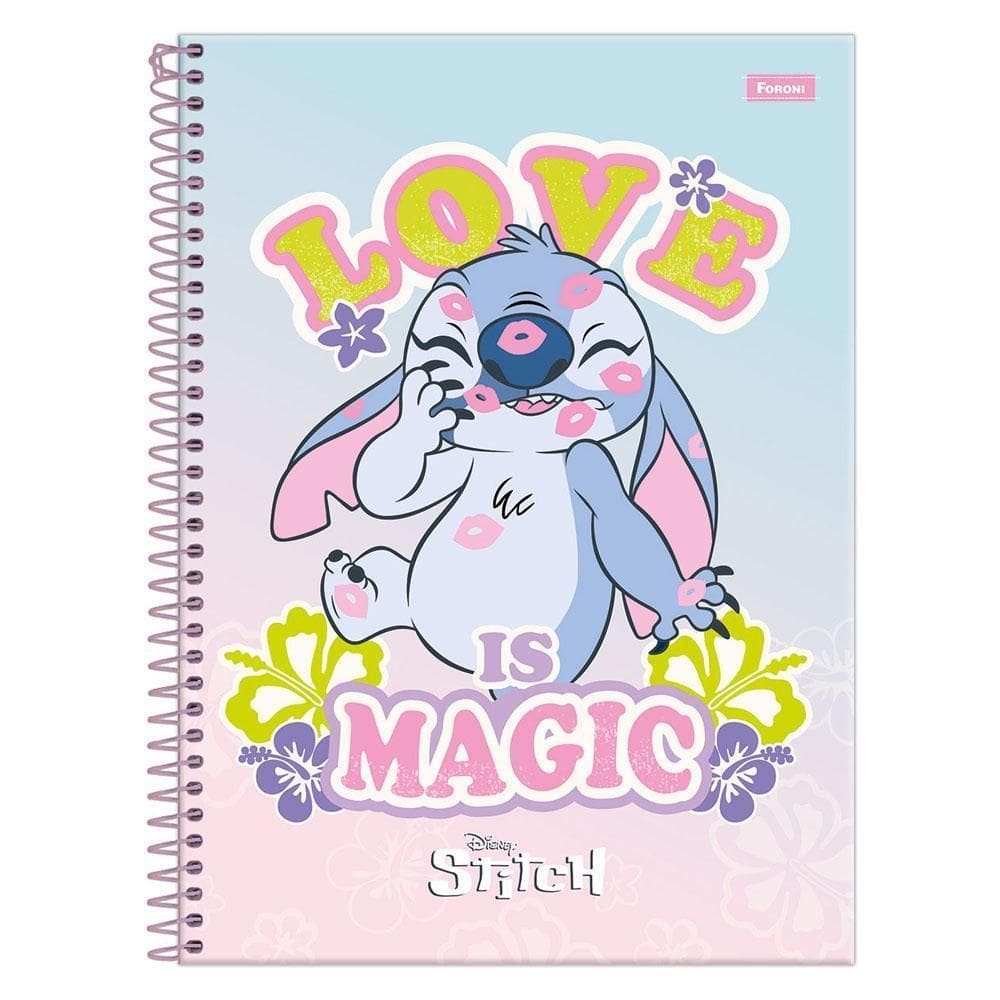Caderno Univ 10 Matérias 160Fls Stitch Love Is Magic Foroni