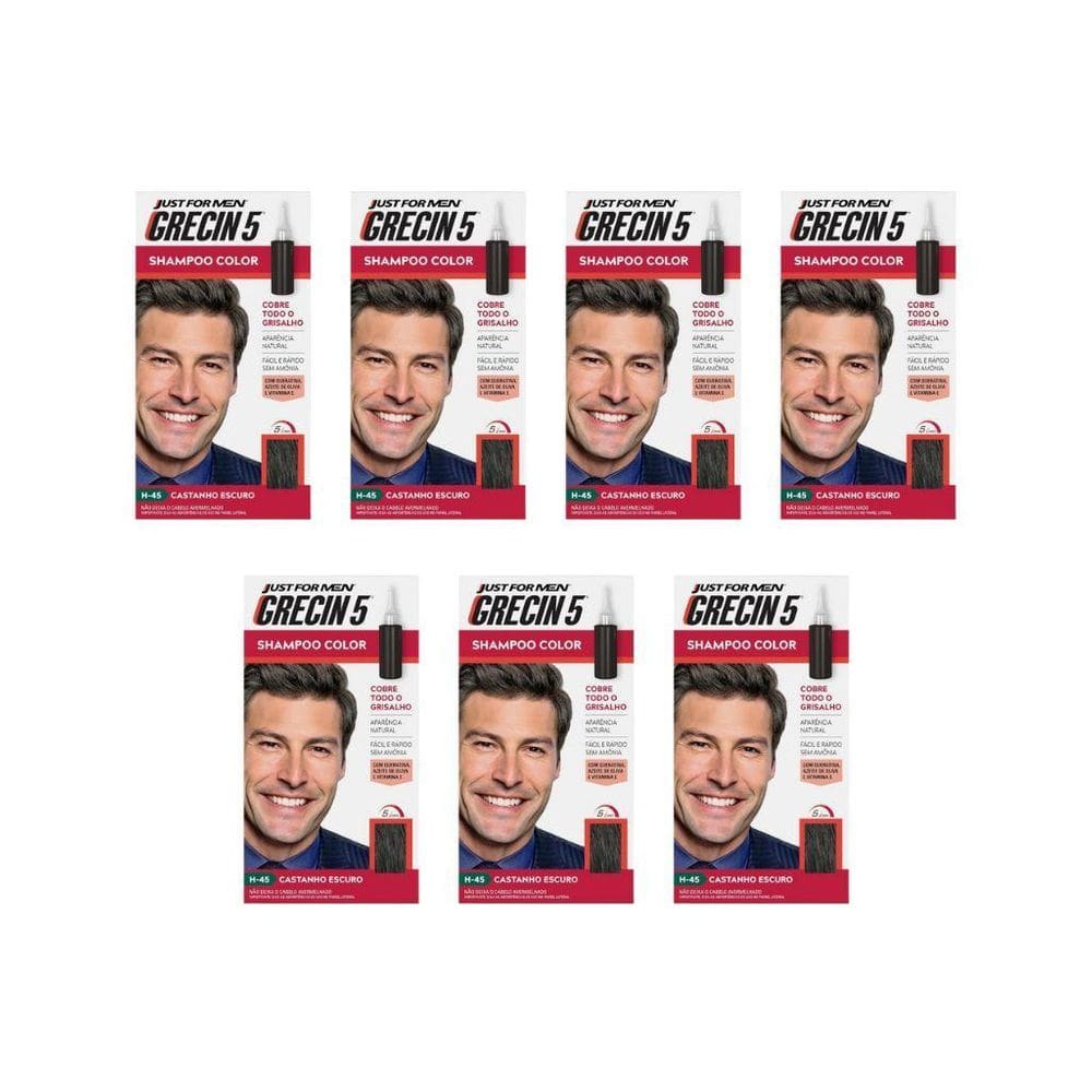 Grecin 5 Shampoo Tonalizante Castanho Escuro - Kit Com 7Un