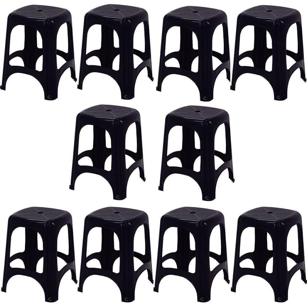 10 Banquetas Tramontina Niterói ECO em Polipropileno Preto 45cm 92411009