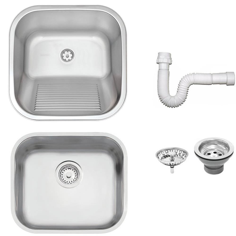 Cuba Tramontina Prime em Aço Inox Acetinado 40X34 cm com Válvula e Tanque Acetinado 40X40 e Sifão 94