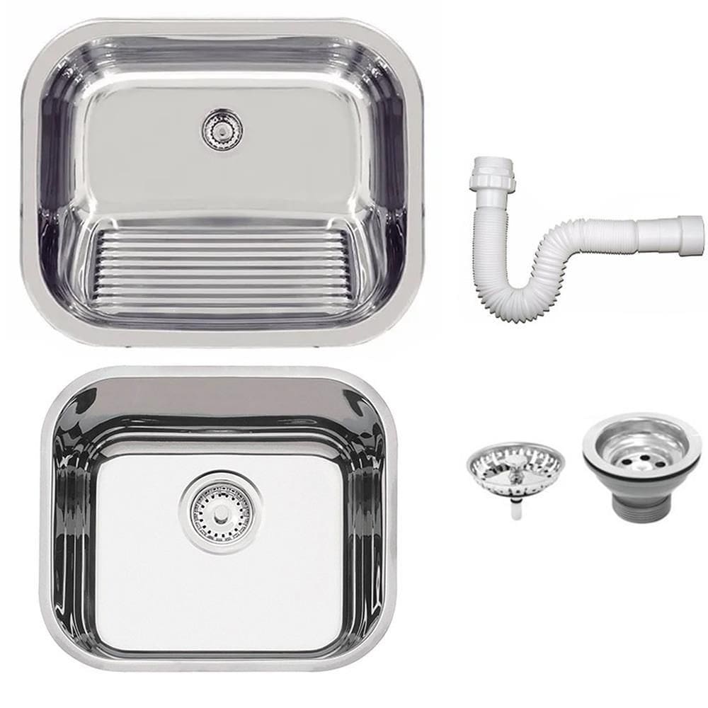 Cuba Tramontina Prime em Aço Inox Alto Brilho 40x34 cm com Válvula e Tanque Polido 50x40 94020207-94