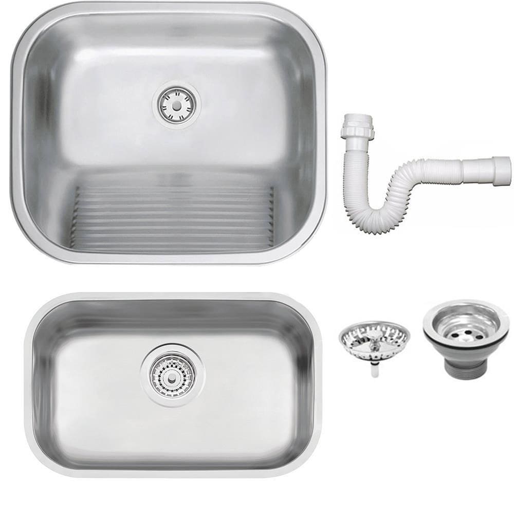 Cuba Tramontina Prime em Aço Inox Acetinado 47x30 cm com Válvula e Tanque Acetinado 50x40 e Sifão 94