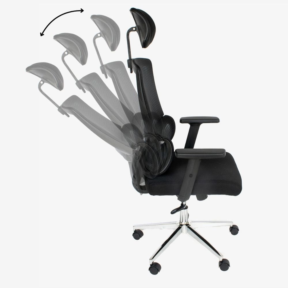 Cadeira de Escritório Presidente Ergonômica Tela Mash Reclinável NR17 - Preta