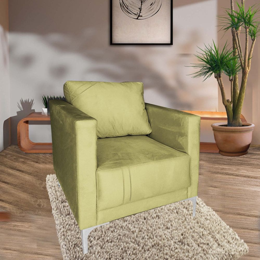 Poltrona Decorativa Sala Quarto Sara Suede Amarelo
