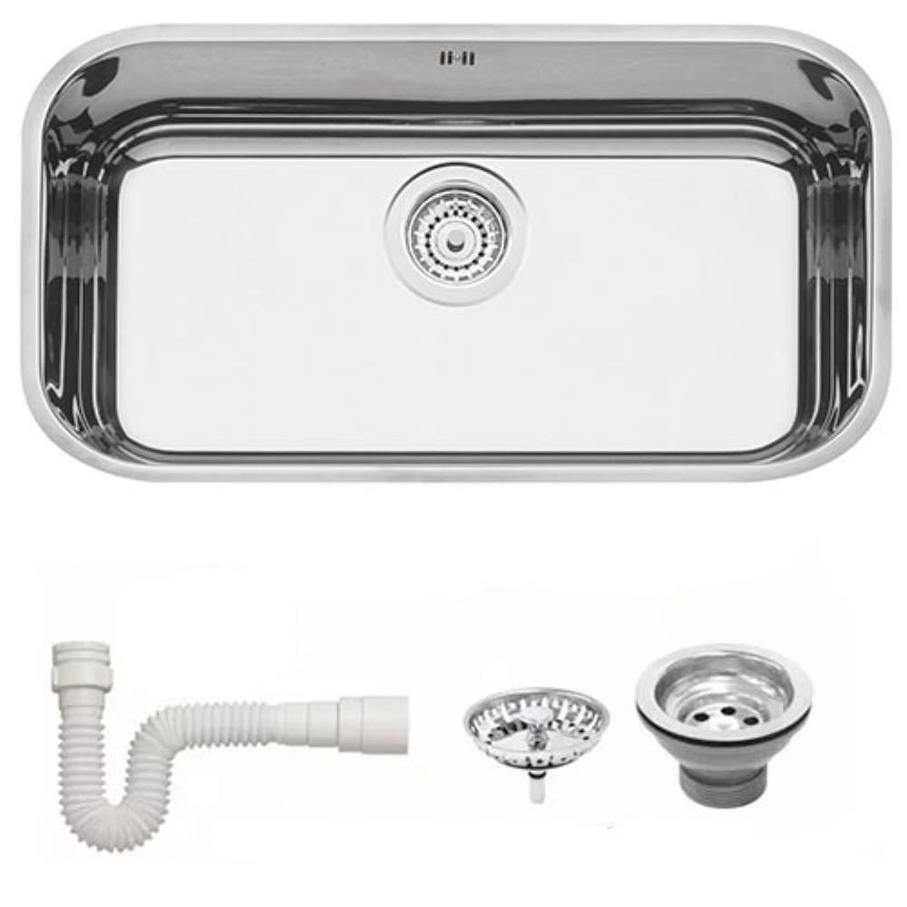 Cuba TramontinaLavínia 56 BL Prime em Aço Inox Alto Brilho 56x34 cm com Válvula e Escape e Sifão 94