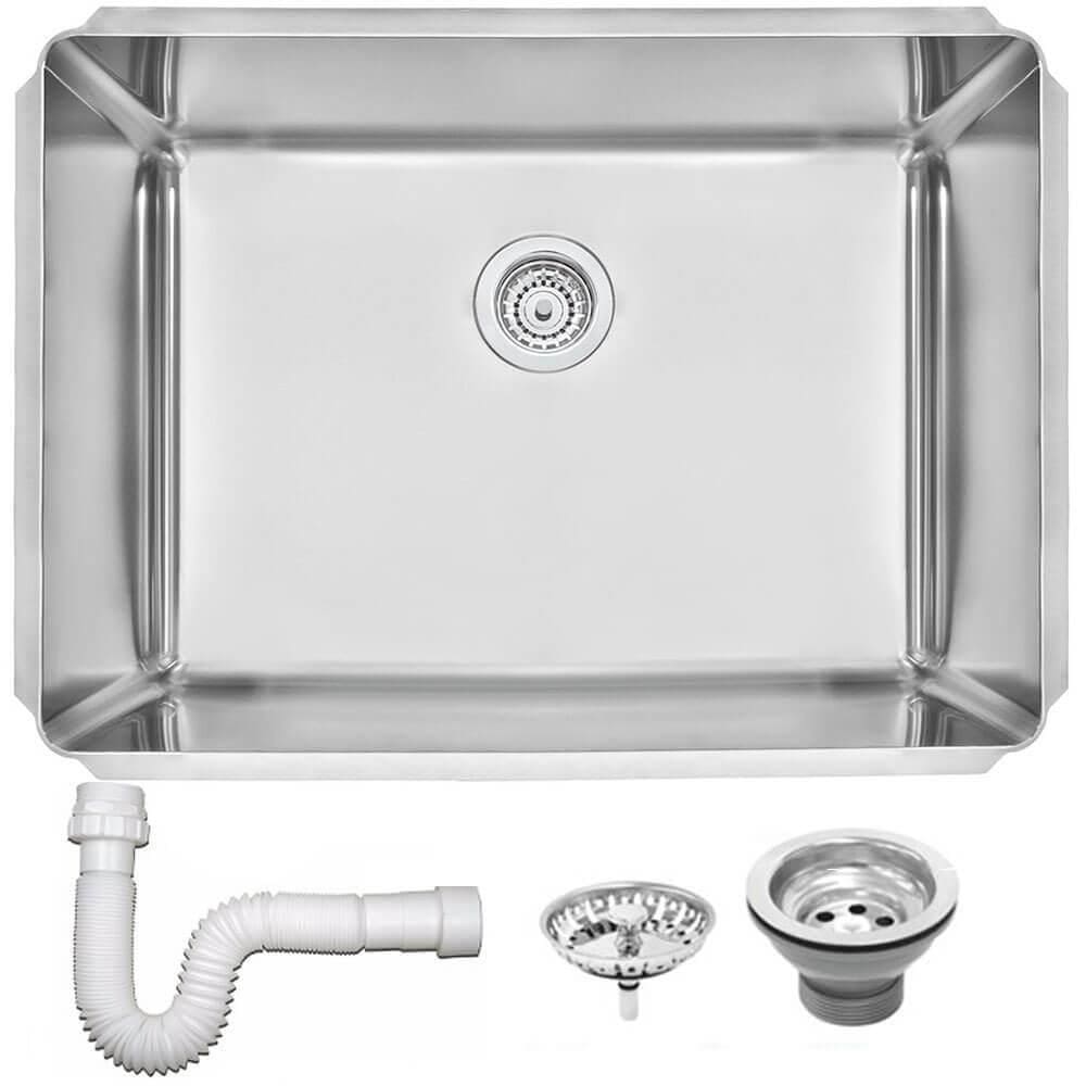 Cuba Profissional Tramontina Dritta Pro Inox Acabamento Scotch Brite 70x50 cm com Válvula e Sifão 94