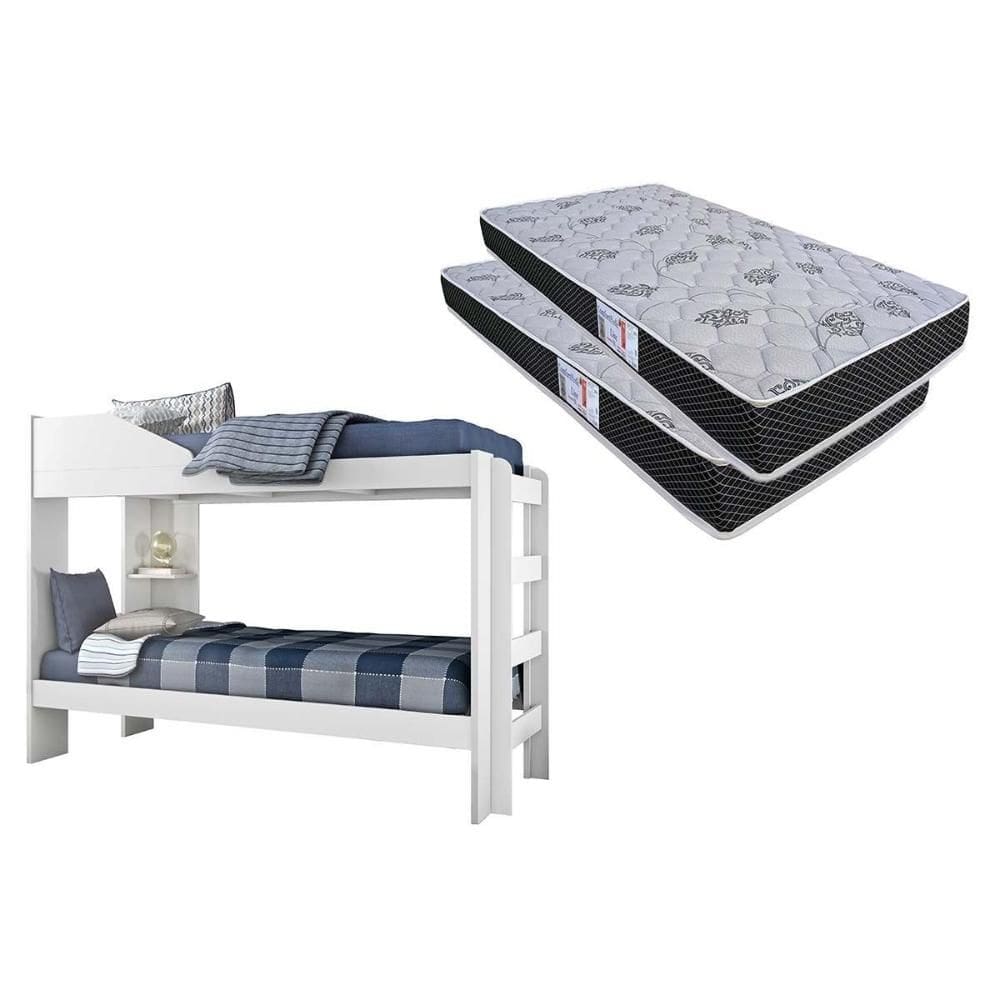 Colchão D20 Comfortpedic Line (2un) + Beliche Indy Branco
