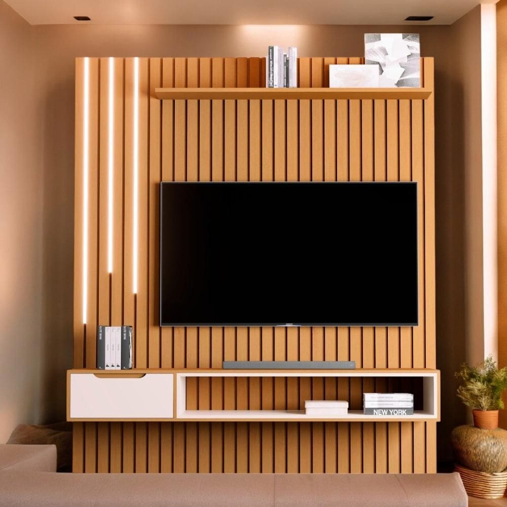 Home para TVs 80" Tucumã 1.8 Nature com LED JB