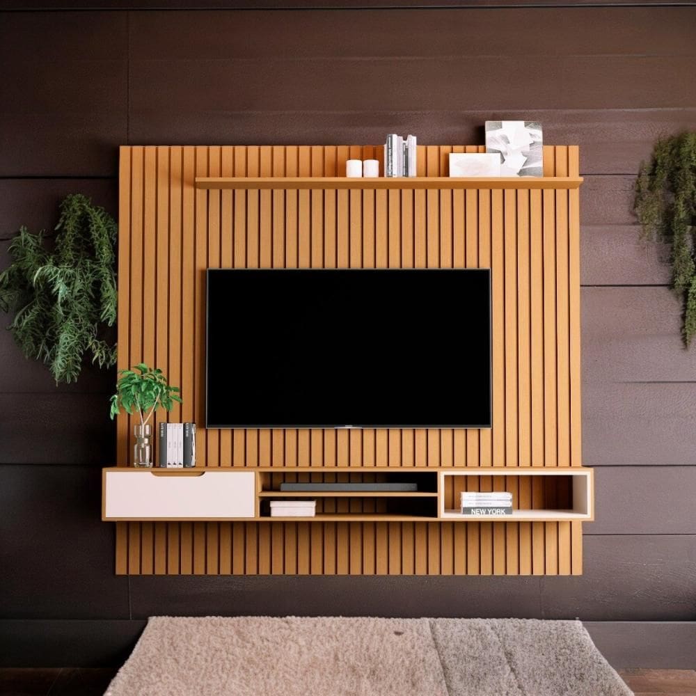 Home para TVs 85" Tucumã Ripado 2.3 Nature JB Móveis