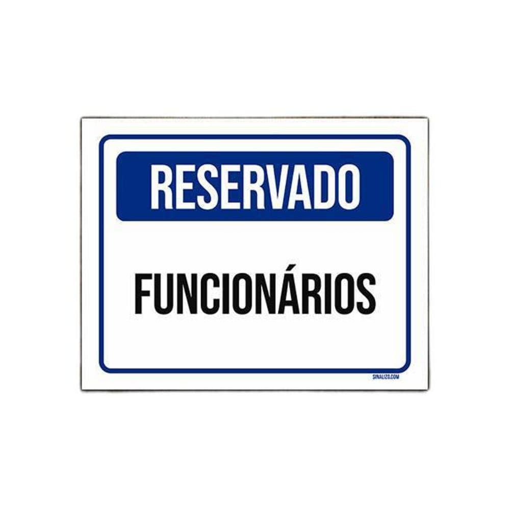 Placa De Sinalização - Reservado Funcionários 27X35