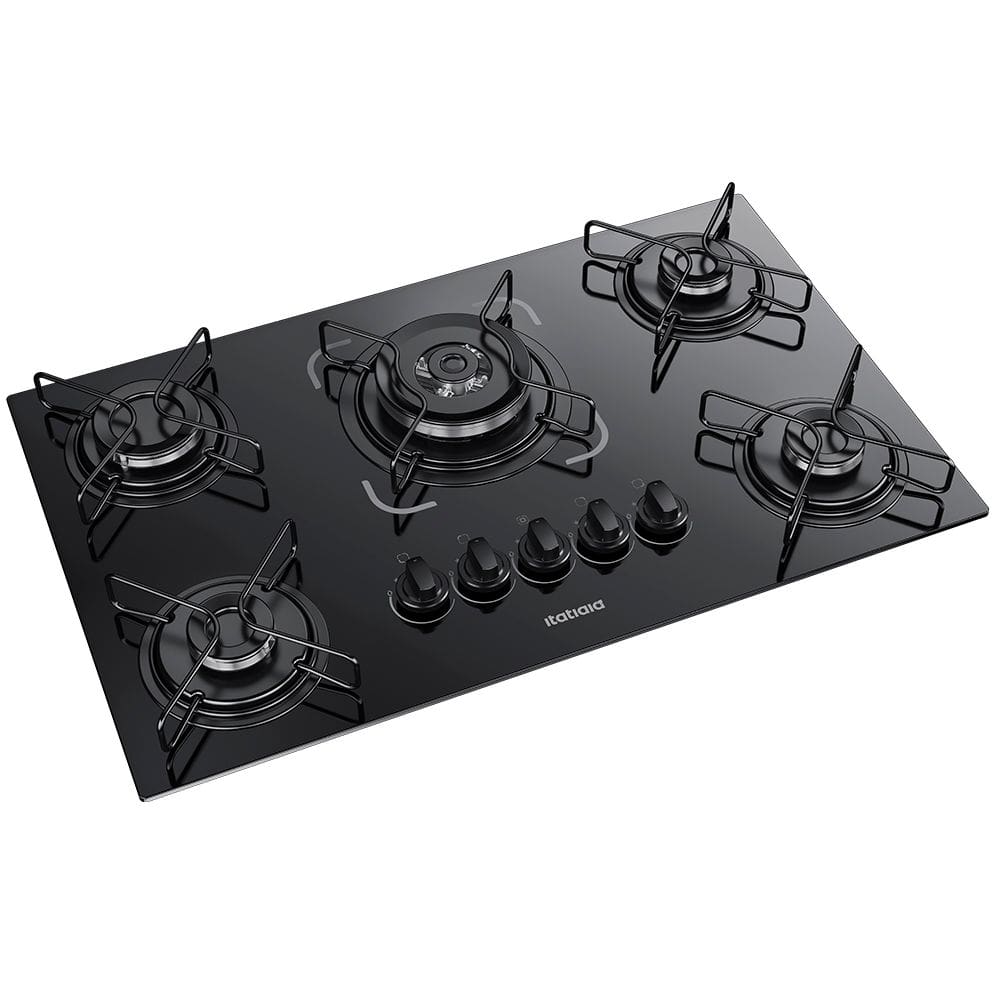 Cooktop 5 Bocas Itatiaia Essencial Tripla Chama e Mesa de Vidro Acendimento Automático Preto Bivolt