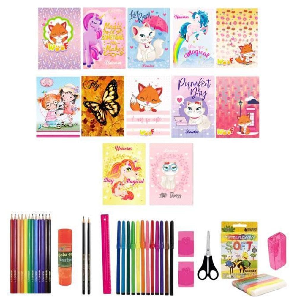Kit 10 Caderno Grande Diferente 96 Fls Capa Dura 38 Itens