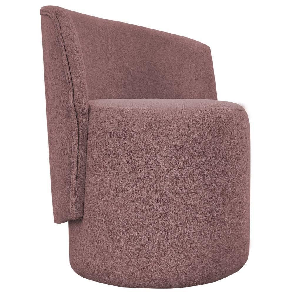 Poltrona Decorativa Para Sala Aura Bouclé Premium Rosê Buclê