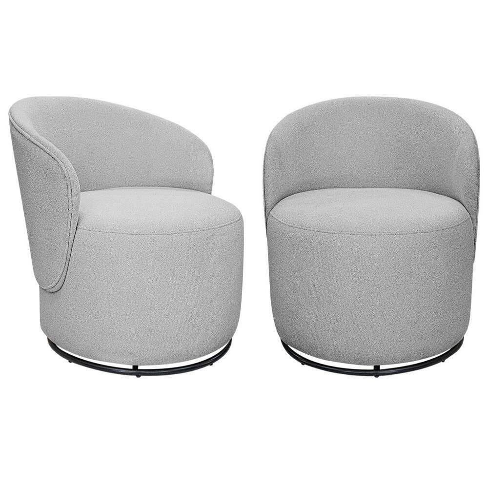 Kit 02 Poltronas Decorativas Giratórias Sala De Estar Recepção Valentina Linho Adj Decor Cinza