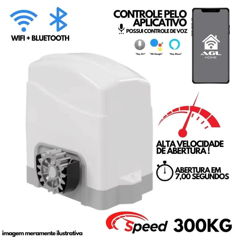 Motor Portão Eletrônico Izzy 300 Speed 127V/220V Com Cremalheira Gomo de Plástico 4 Metros
