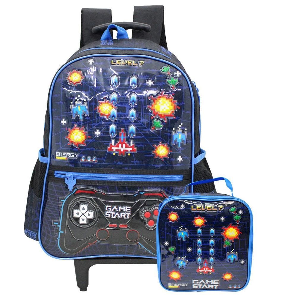 Mochila Vídeo Game Start Rodinhas + Lancheira Térmica Clio