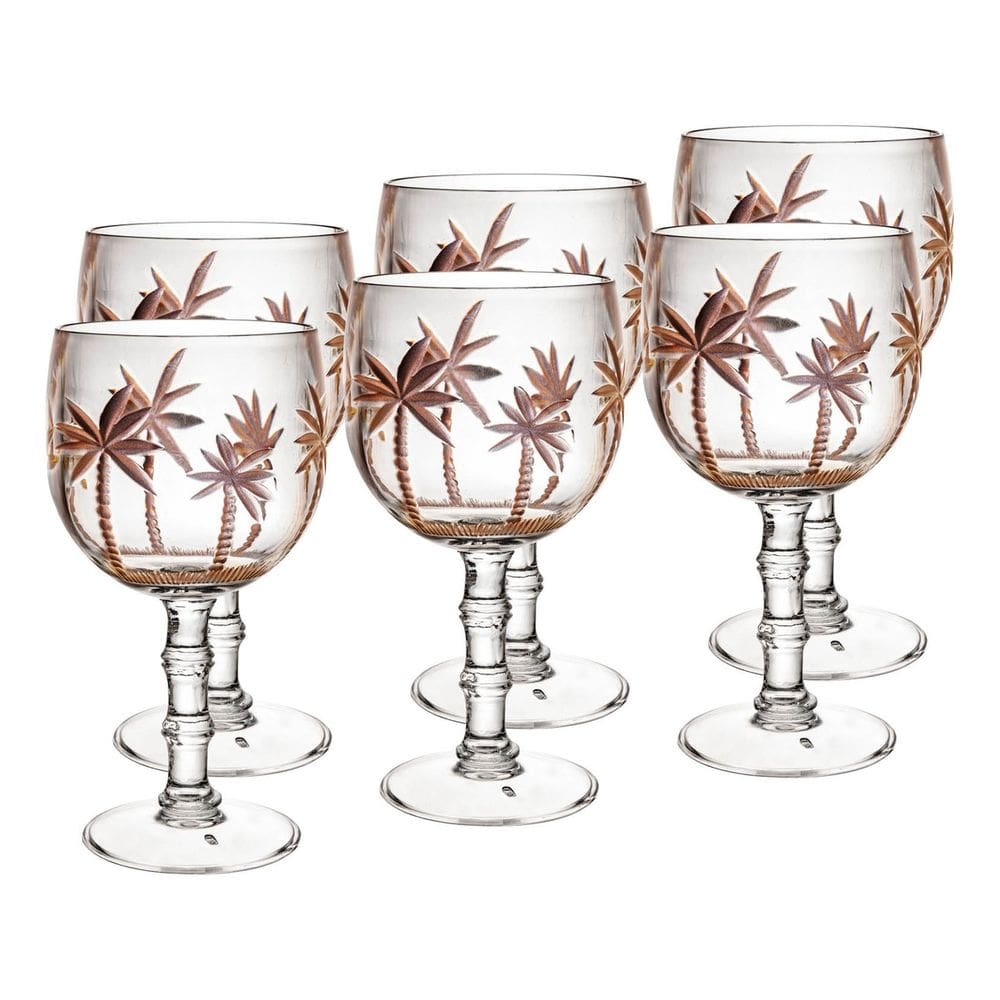 Cj 6 Taças Acrílico Palm Gold 500ml Wolff