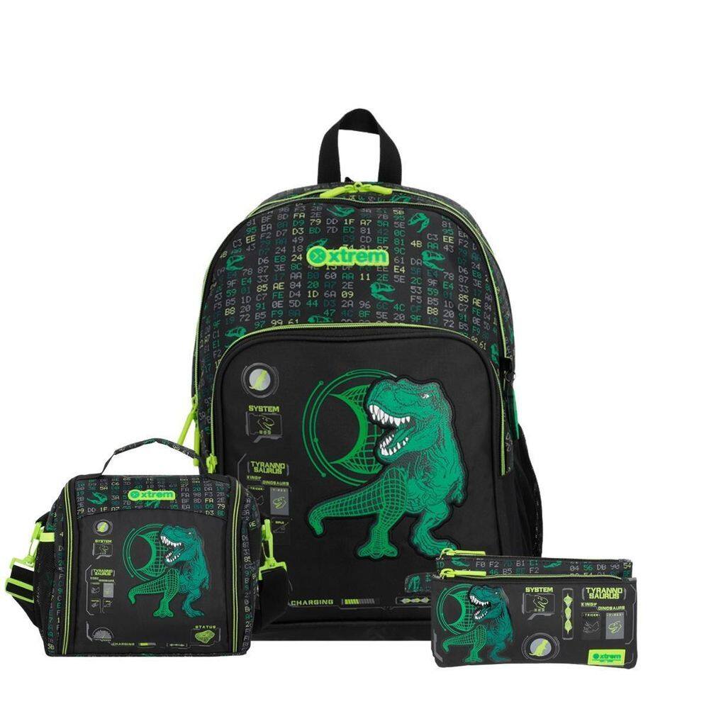 Kit Mochila Costas Dino Lancheira Térmica E Estojo Escolar