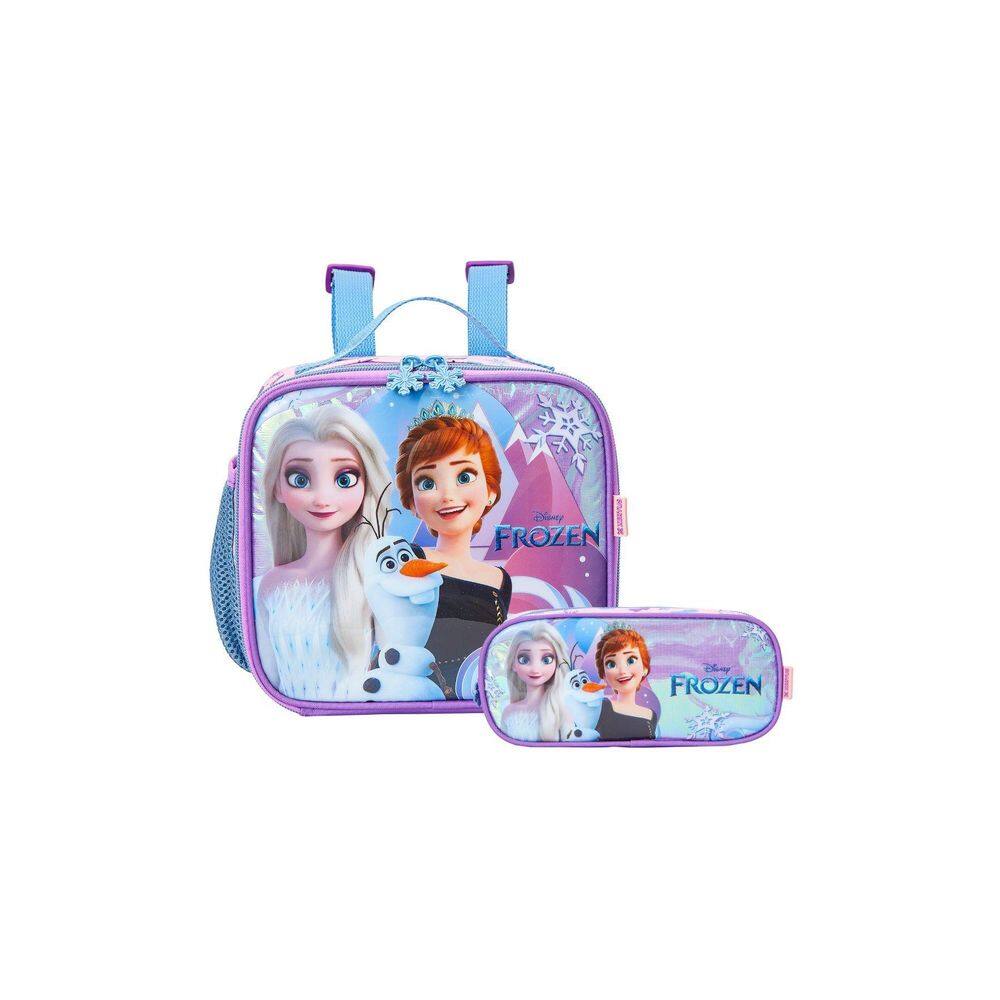 Kit Escolar Lancheira Térmica + Estojo Duplo Frozen