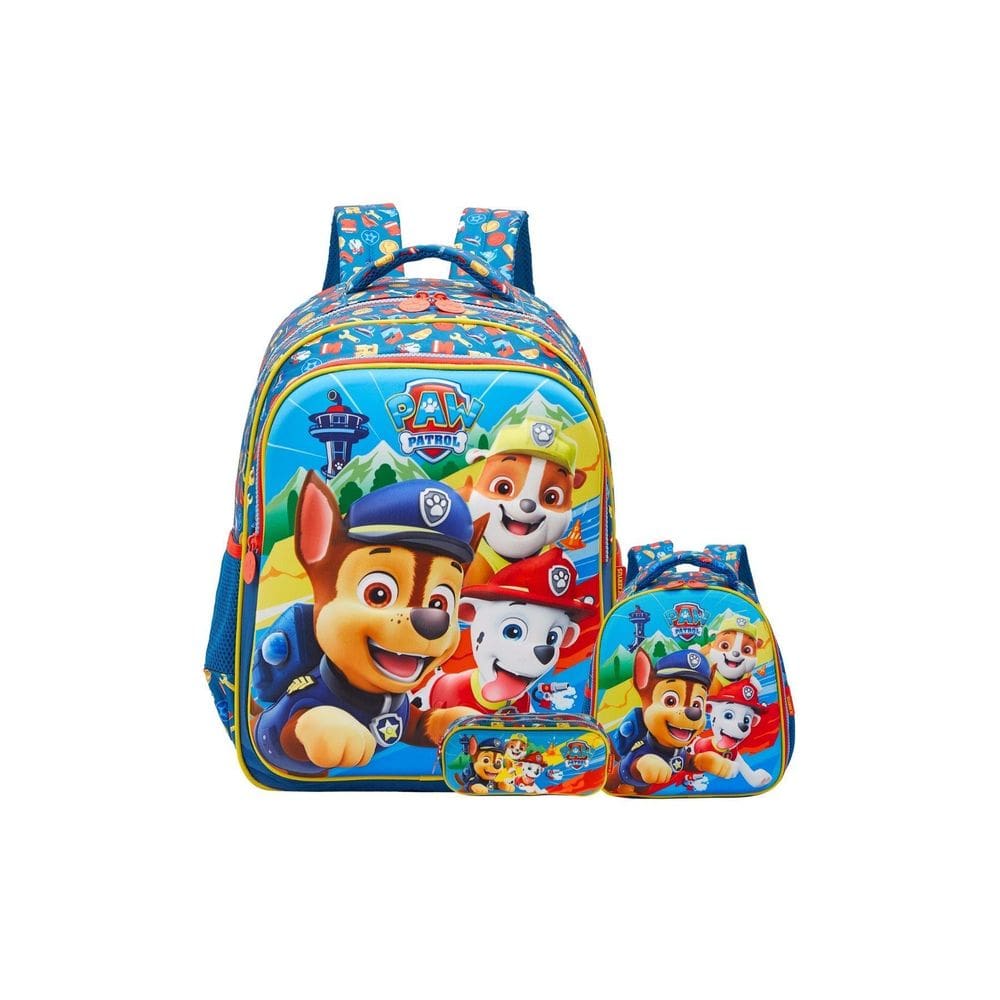 Kit Escolar Mochila Costas+Lancheira+Estojo Patrulha Canina