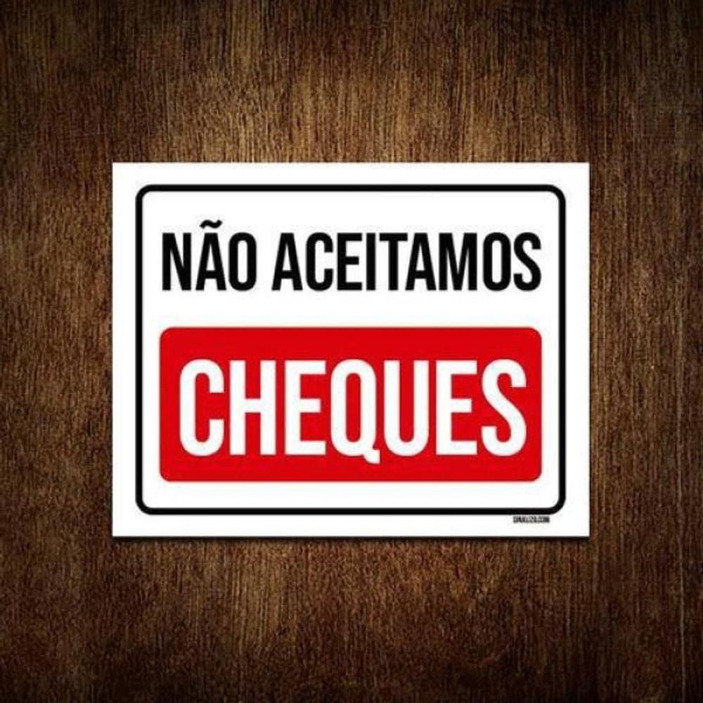 Kit 5 Placas Sinalização Não Aceitamos Cheques