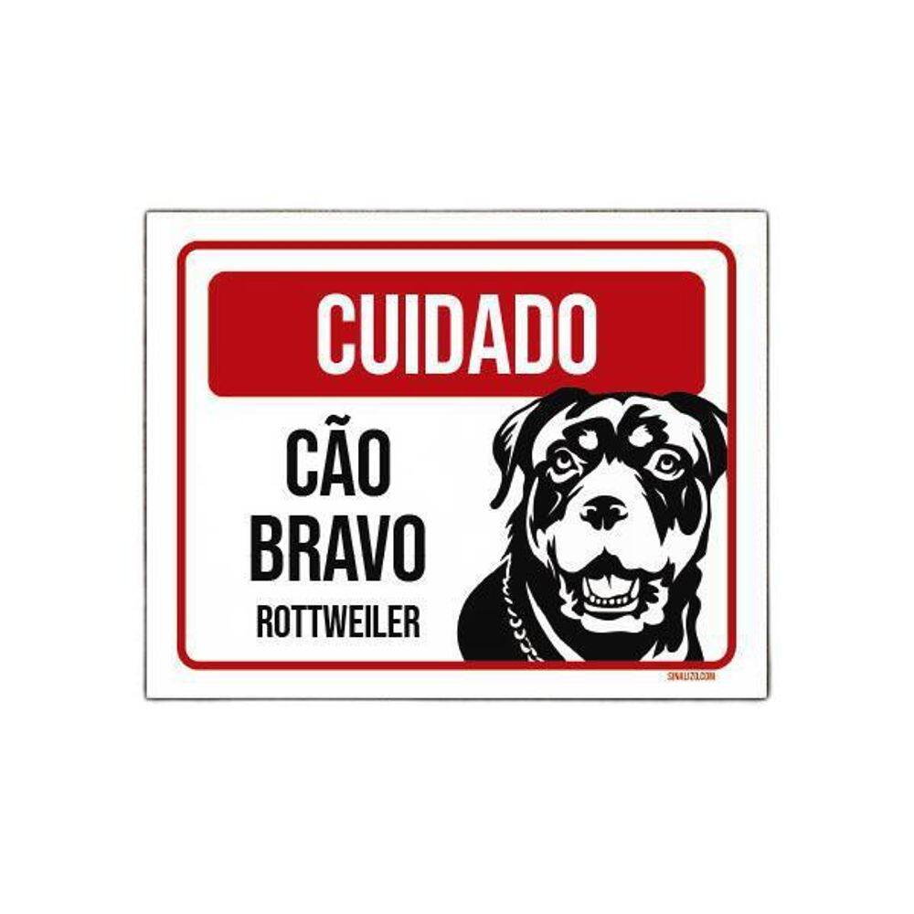 Placa Cuidado Cão Cachorro Bravo Rottweiler 36X46