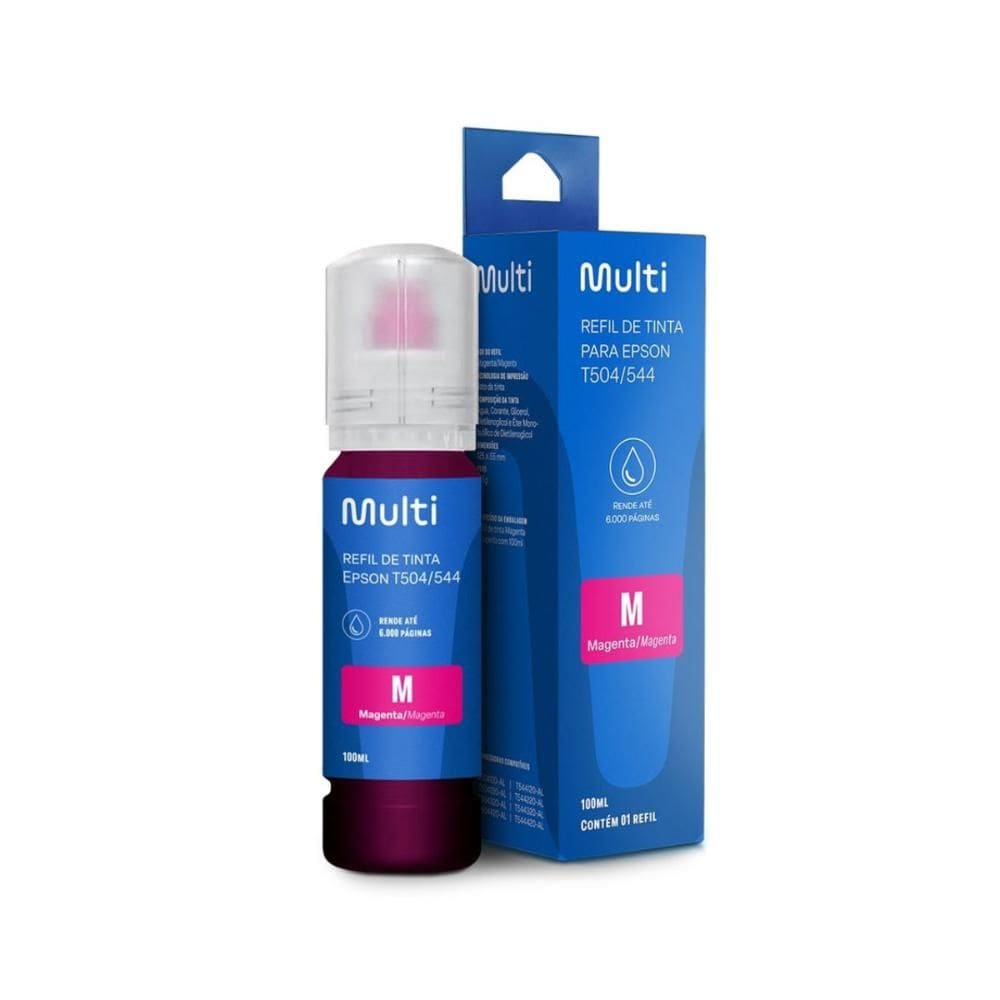 Refil de Tinta Multilaser - Compatível com Epson T504/544 - Magenta - 100ML - RF029