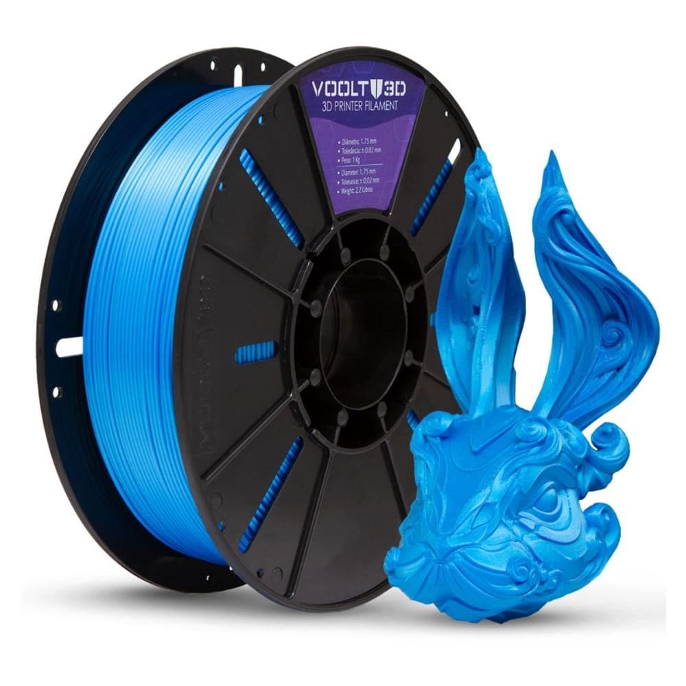 Filamento Para Impressora 3D - PLA Azul - 1Kg - 1,75mm - Voolt3D