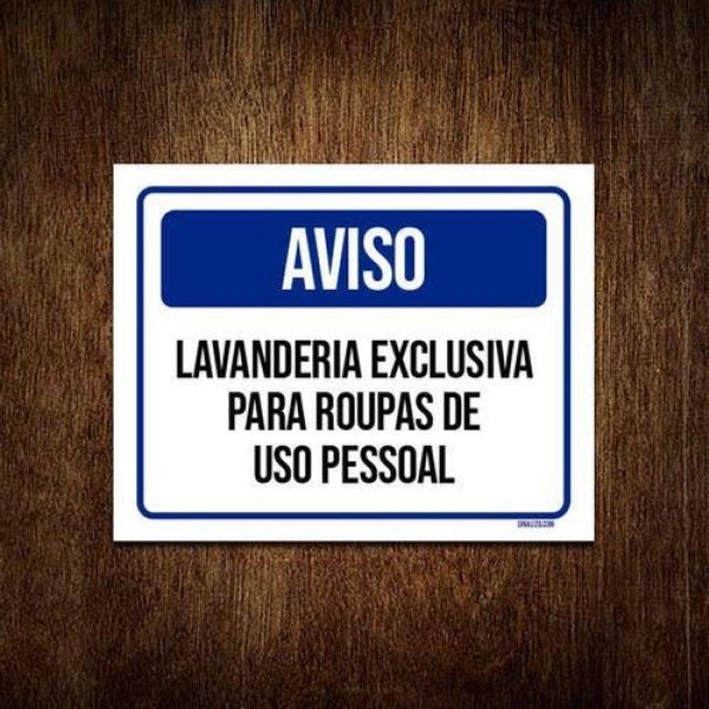 Kit 3 Placas Aviso Lavanderia Exclusiva Roupa Pessoal