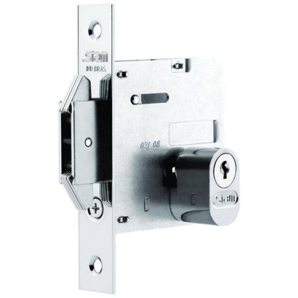 Fechadura Stam 1006 p/ Porta Bater/Correr em Inox e Latão