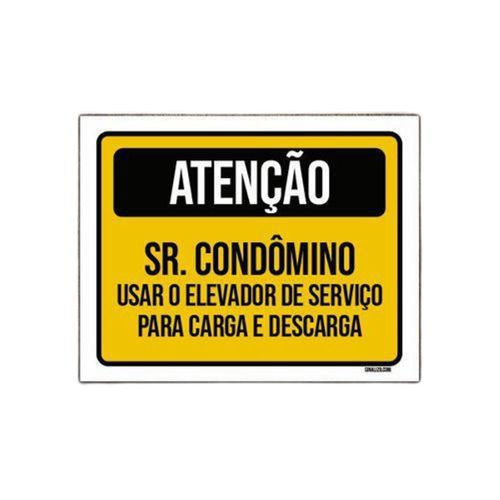Kit 10 Placas Atenção Sr Condômino Usar Elevador Serviço