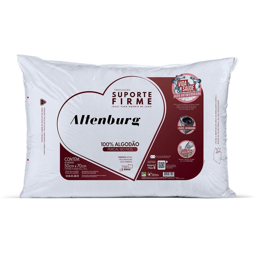Kit 2 Travesseiros Altenburg Suporte Firme 180 Fios