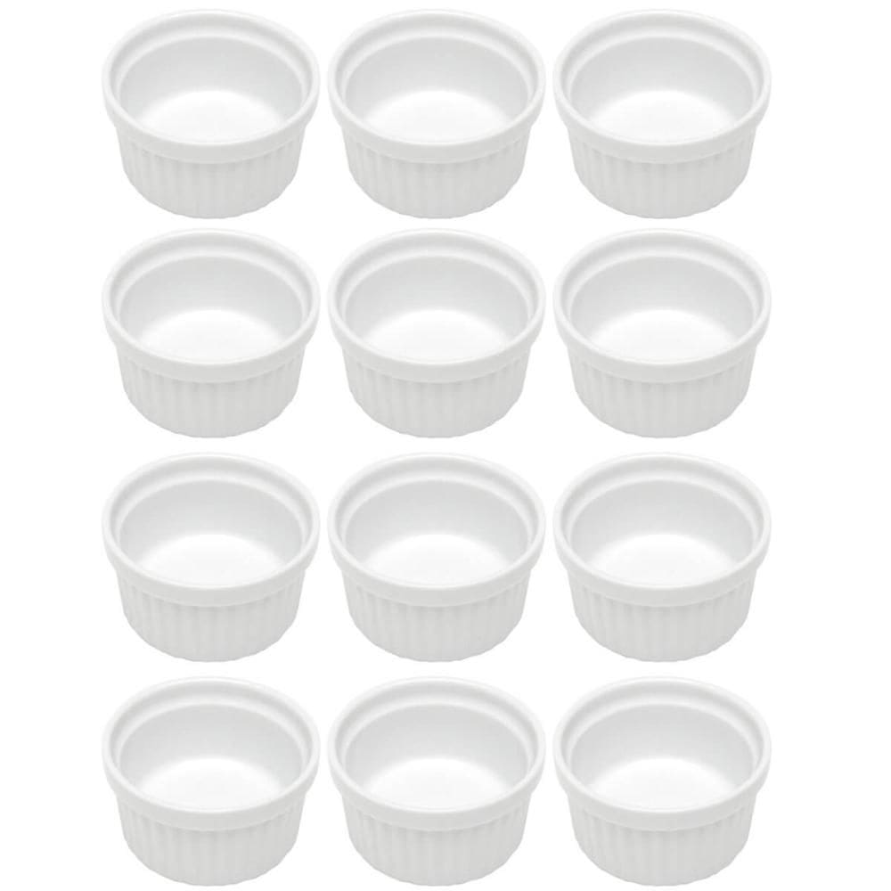 Jogo 12 Ramequins 50ml Canelado Porcelana Classic Branco Lyor Servir Petiscos