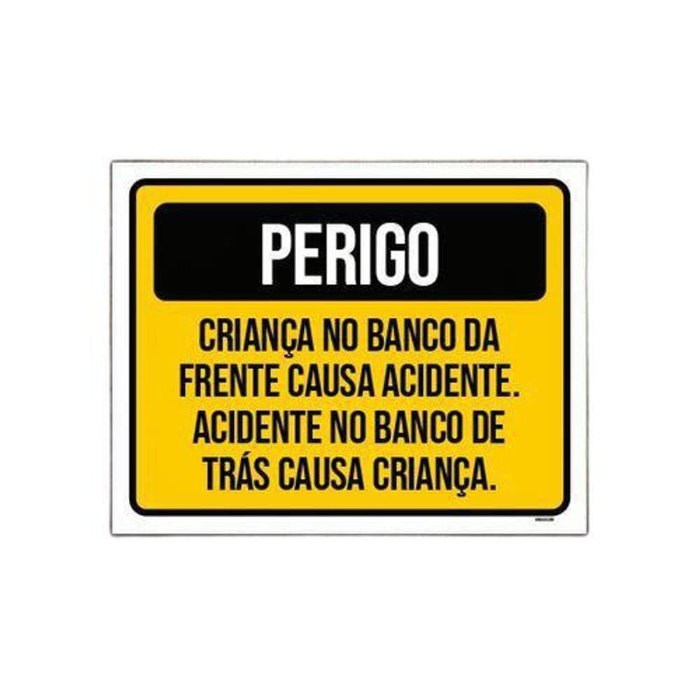 Placa Perigo Criança Banco Da Frente Acidente 18x23cm 10un