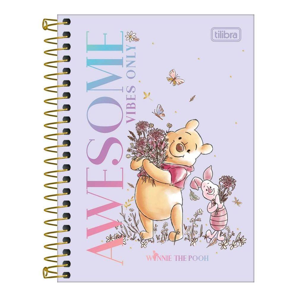 Caderneta (PEQUENA) Espiral Capa Dura 1/8 Ursinho Pooh 11x15,4cm 80 Folhas Tilibra
