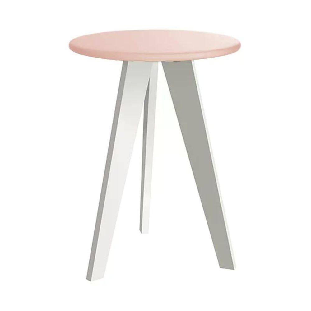 Mesa De Canto Prince Rosa Fosco Com Pés Branco Reller Móveis