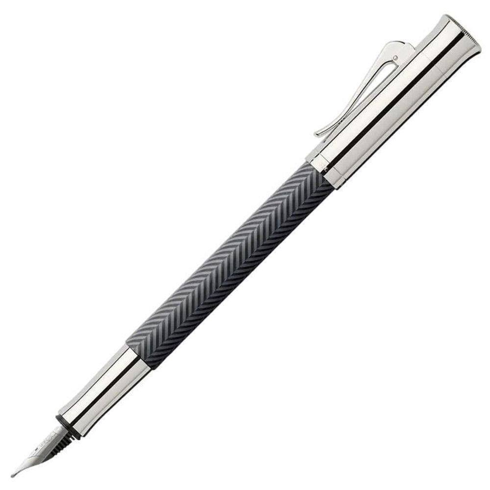 Caneta Tinteiro Graf Von Faber-Castell Guilloche Preta 18K