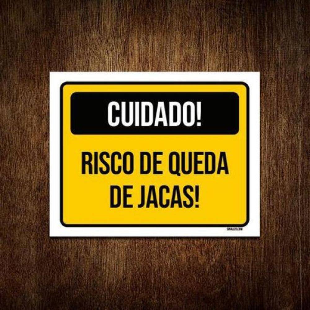 Kit 3 Placa Amarela - Cuidado Risco Queda De Jacas