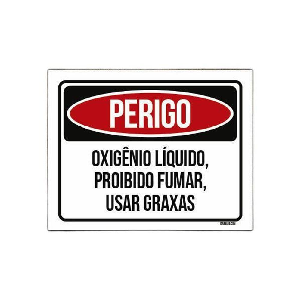 Placa Perigo Oxigênio Líquido Proibido Fumar 18X23
