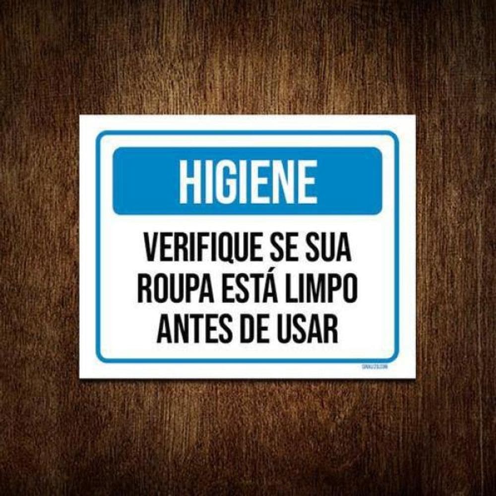 Kit 5 Placas Higiene Verifique Sua Roupa Está Limpa