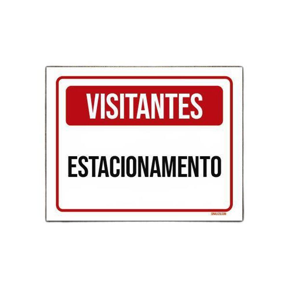 Placa De Sinalização - Visitantes Estacionamento 18X23