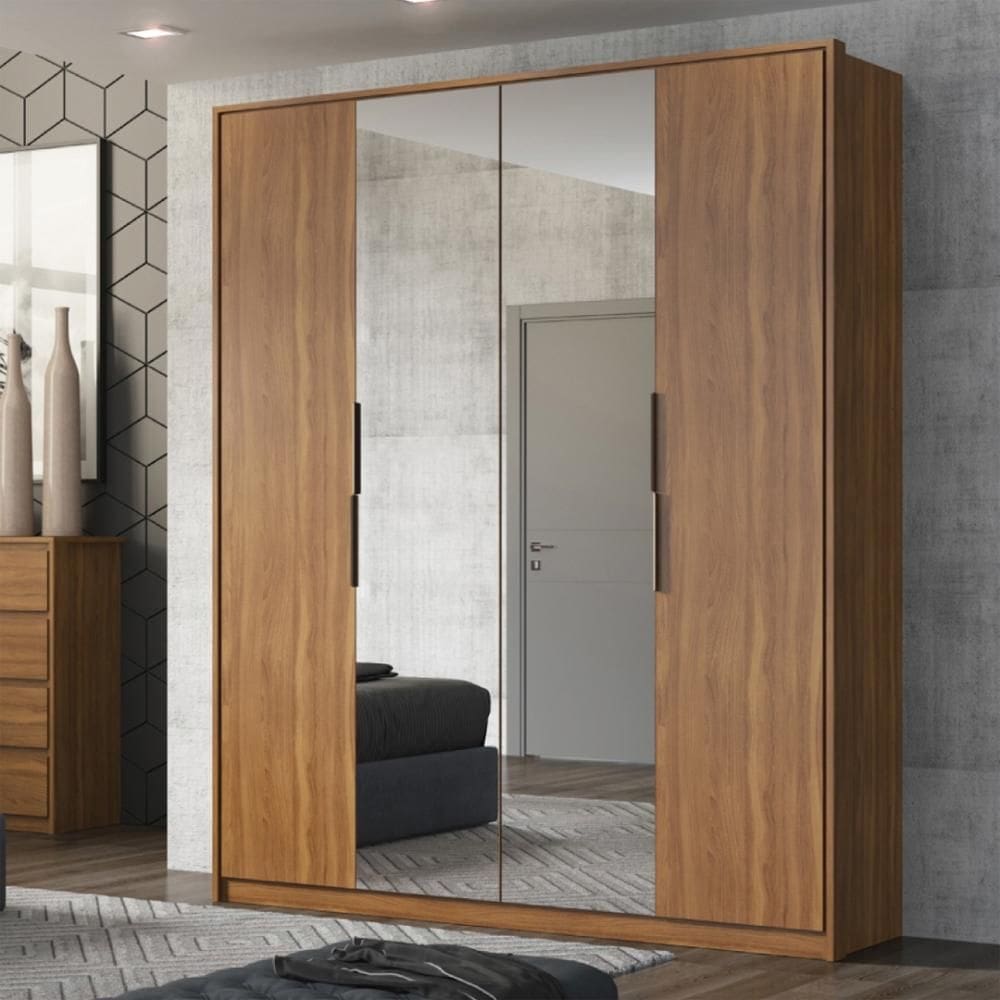 Guarda Roupa Casal 4 Portas Com Espelho e 3 Gavetas Attore