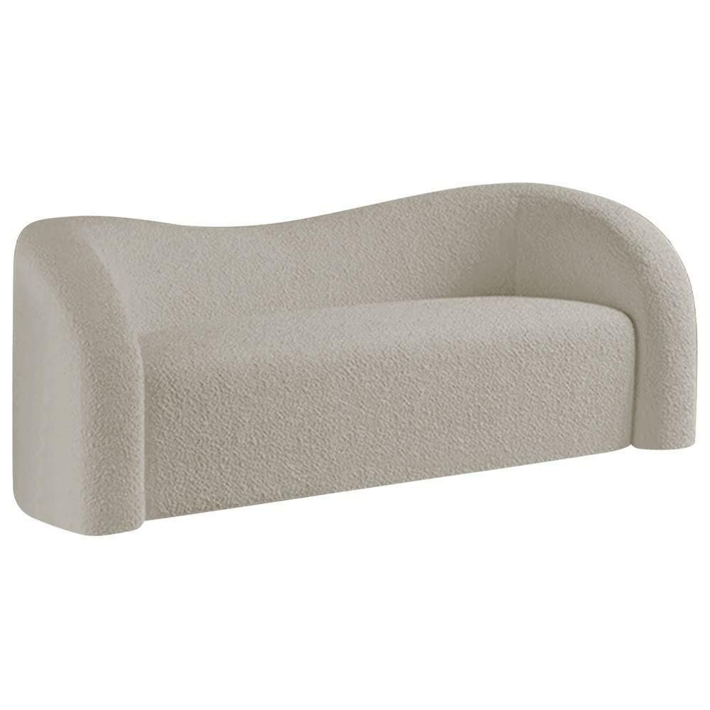 Sofá Curvo 3 Lugares Orgânico Sala Recepção Coréia 200cm Linho Bege