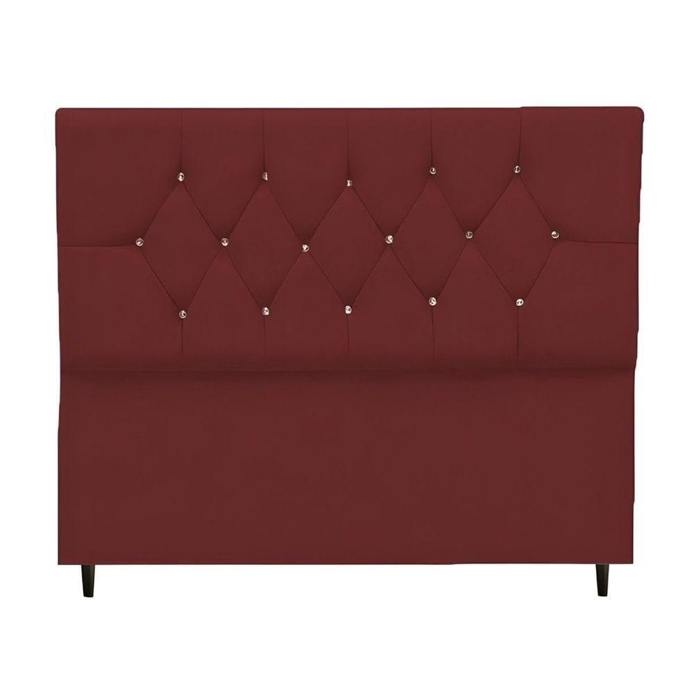 Cabeceira Cama Box Estofada Queen 160 Cm Geovana Suede bordô