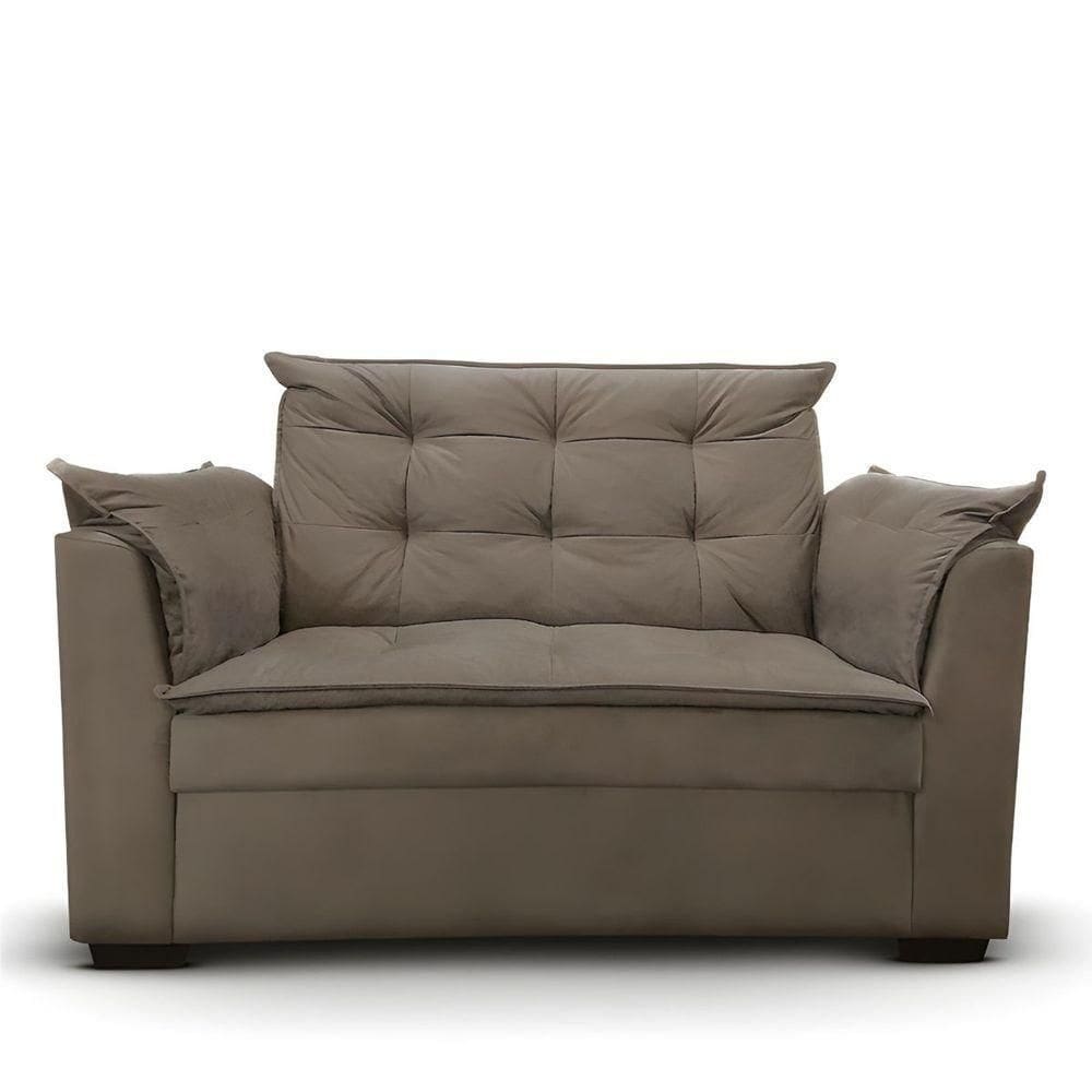 Sofá 2 Lugares Para Sala Moderno Confortável Zilda Suede bege Escuro