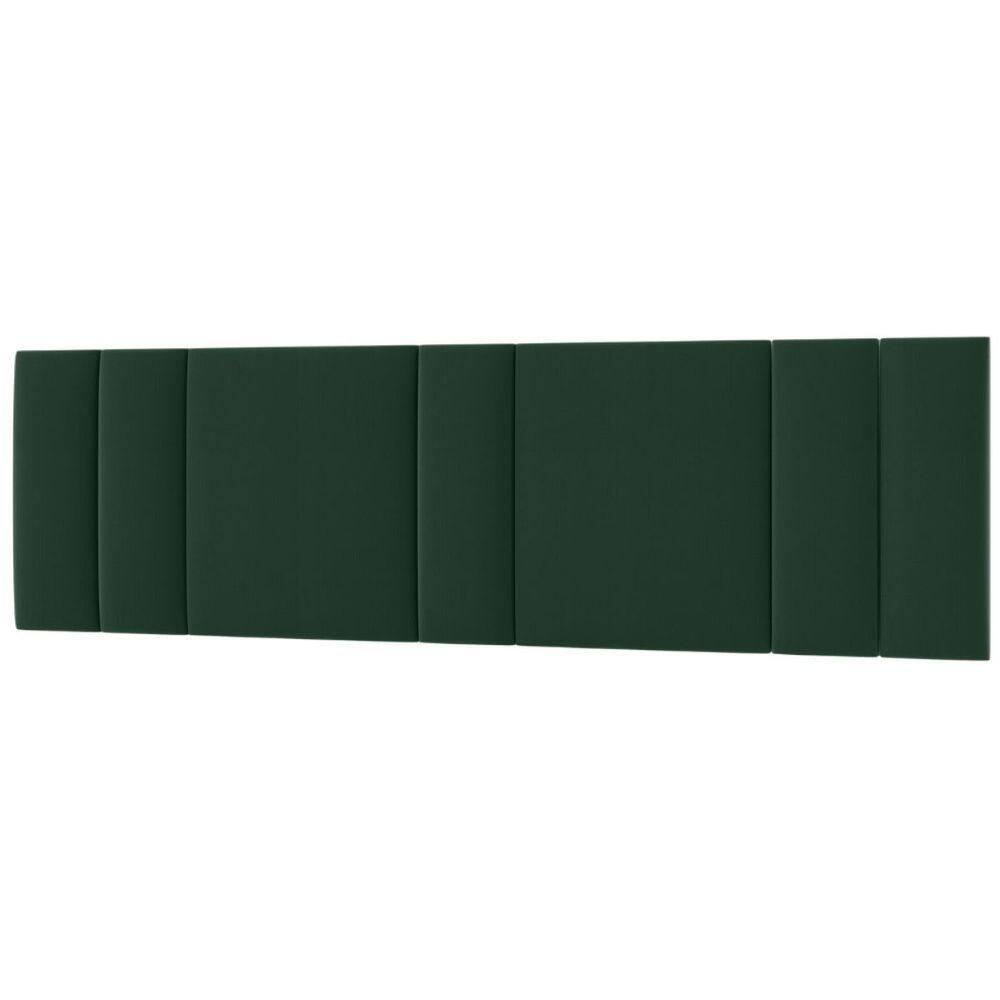 Cabeceira Estofada Cama Casal King Size Led Moderna 200 Cm veludo Verde